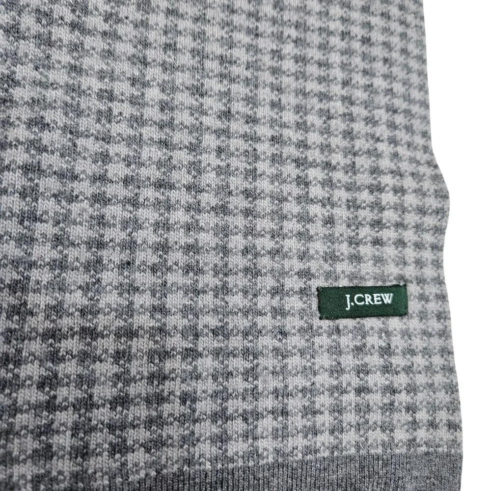 J.Crew Mens Black Gray Houndstooth‎ Knit Scarf OS Preppy Minimalist Basic Staple
